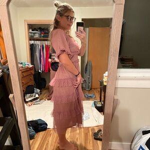 Polagram full length pink frilly girly dress. Tags still on- size medium